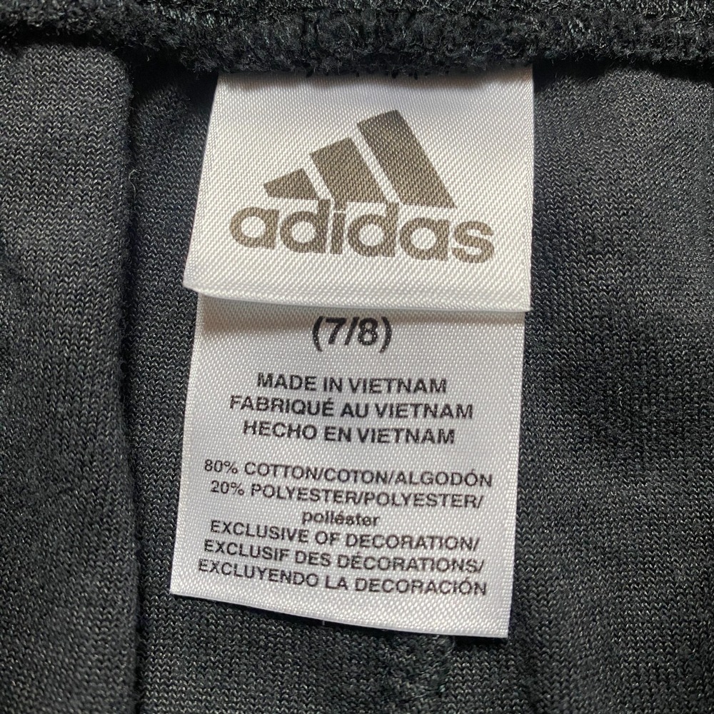 Adidas Soft Track Pants Black w/ White Stripes Youth Girl's Size Large (7-8) - Picture 4 of 8